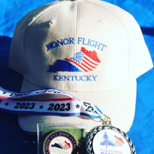 Honor Flight Kentucky hat and medals